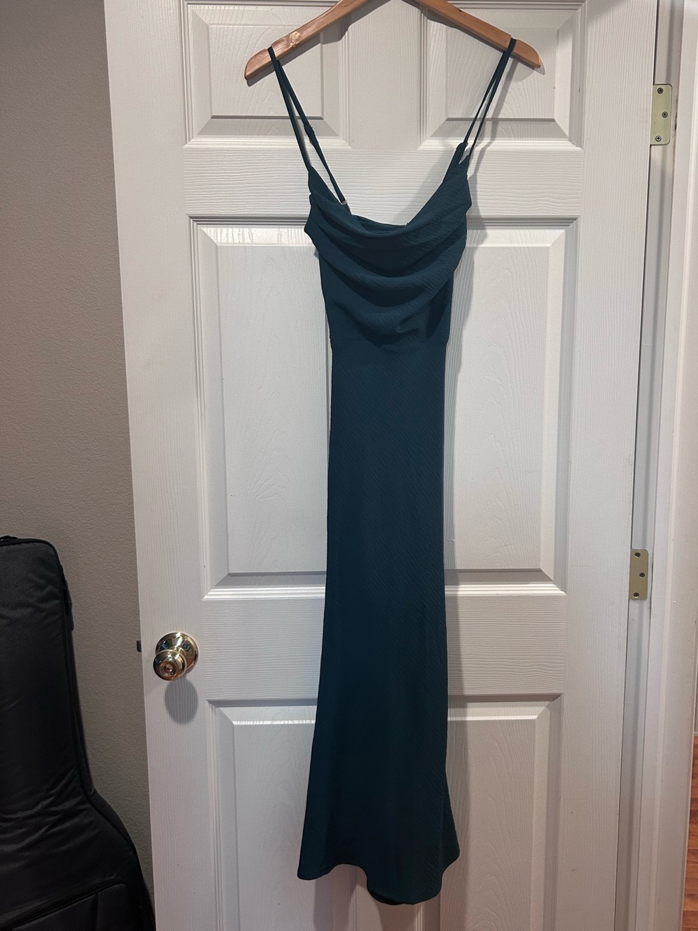 Satin Cowl Neck Slip Dress - Green